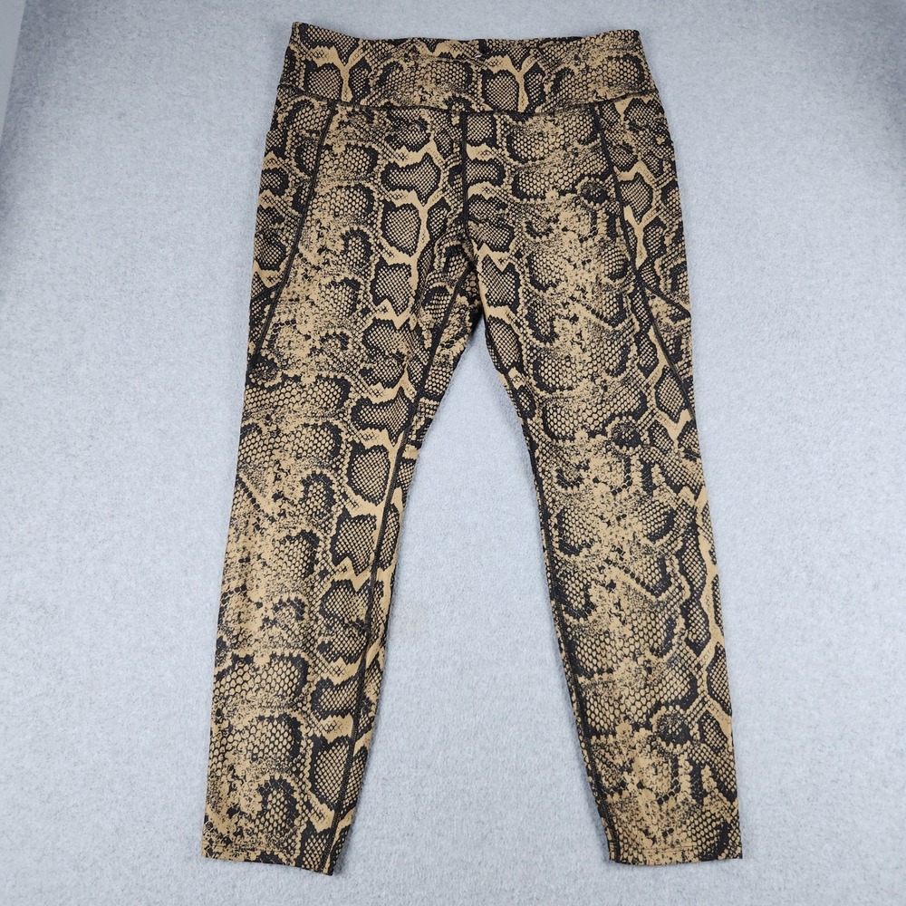 Athletic Works Leggings Womens XXXL Brown Snakeskin Activewear High Rise Stretch